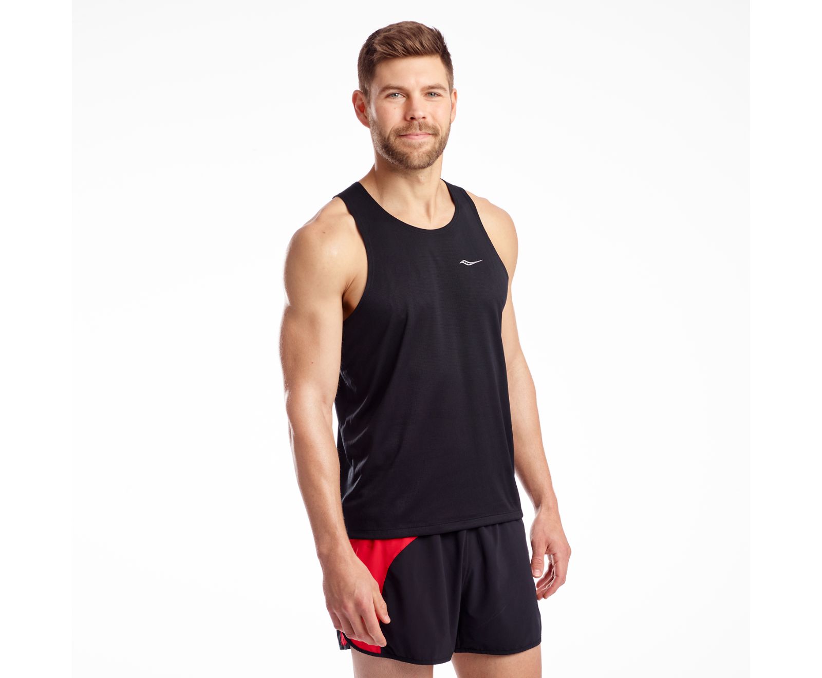 Men\'s Saucony Stopwatch Singlet Tanks Black | Singapore 661AHKP